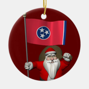 Ornement En Céramique Santa Claus with Ensign of Tennessee