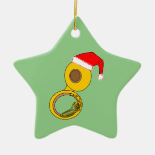 Ornement En Céramique Santa Hat Tuba