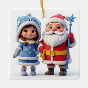 Ornement En Céramique 🎄 Santa Petite Fille Hiver Noël ❄️