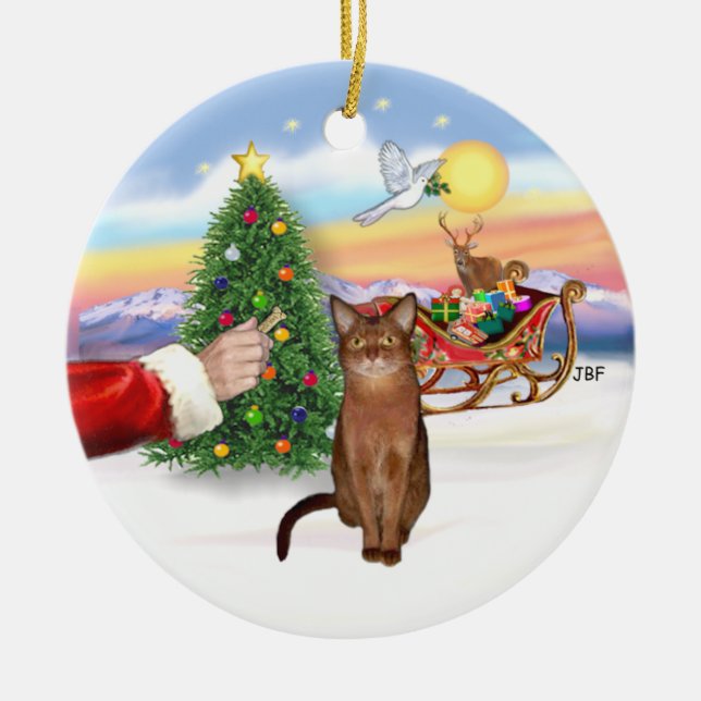 Ornement En Céramique Santas Treat - Ruddy Abyssinian chat (Devant)