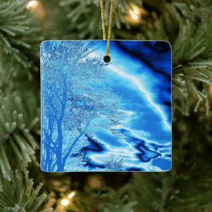 Ornement En Céramique Sapphire et Ciel orageux bleu glacé