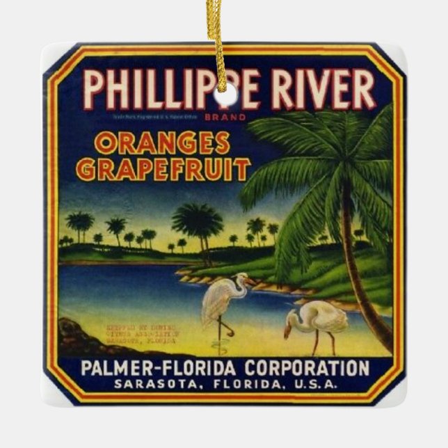 Ornement En Céramique Sarasota Philippe Citrus Étiquette (Devant)
