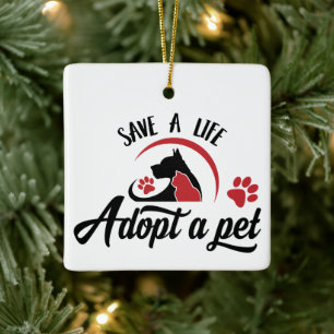 Ornement En Céramique Sauver une vie Adopter un animal 