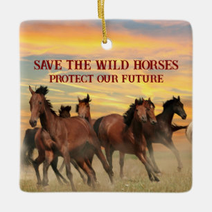 Ornement En Céramique Sauvez Les Chevaux Sauvages