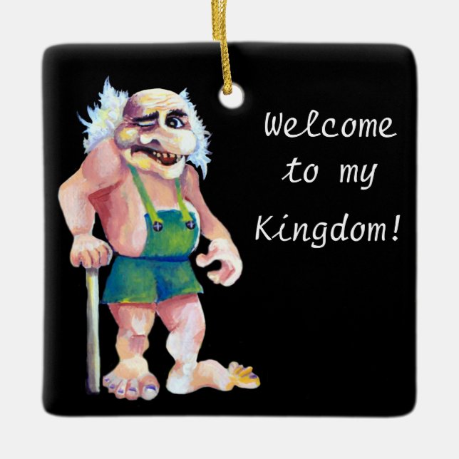 Ornement En Céramique Scandinavian Funny Looking Welcoming Troll (Devant)