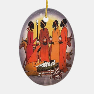 Ornement En Céramique Scène africaine de nativité de Noël