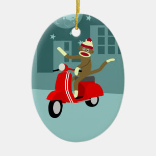 Ornement En Céramique Scooter de singe de chaussette
