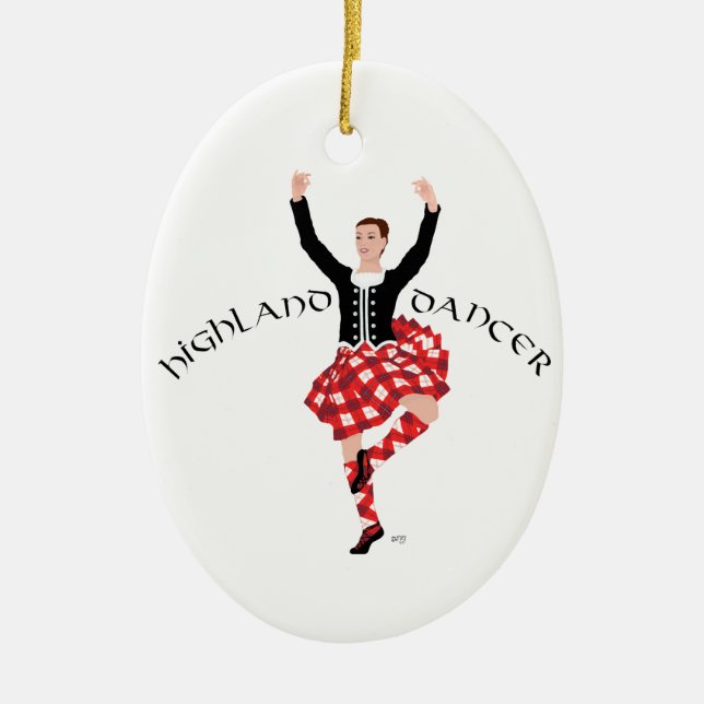 Ornement En Céramique Scottish Highland Fling - Red Plaid (Devant)