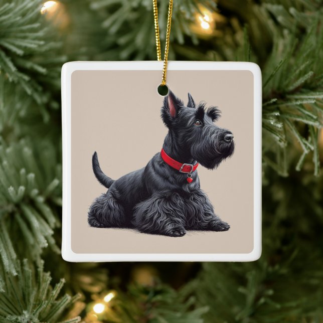 Ornement En Céramique Scottish Terrier à (Arbre)