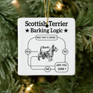 Ornement En Céramique Scottish Terrier Barres Logique Drôle Chien Sarcas