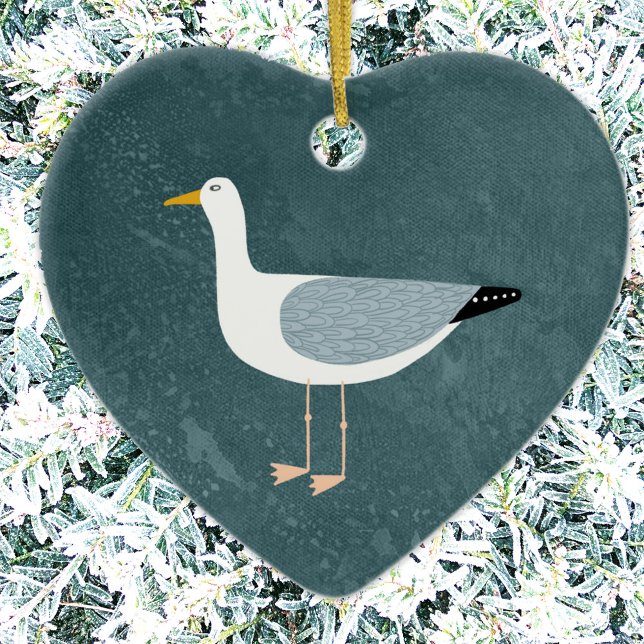 Ornement en céramique Seagull (Fun seagull Christmas ornament)