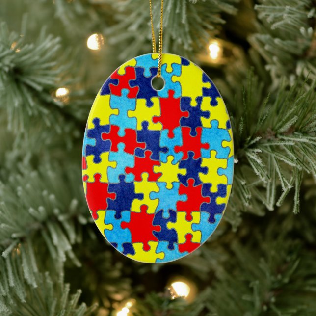 Ornement En Céramique Sensibilisation sur l'autisme-Puzzle par Shirley T (Arbre)