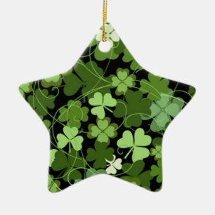 Ornement En Céramique Shamrock irlandais vert