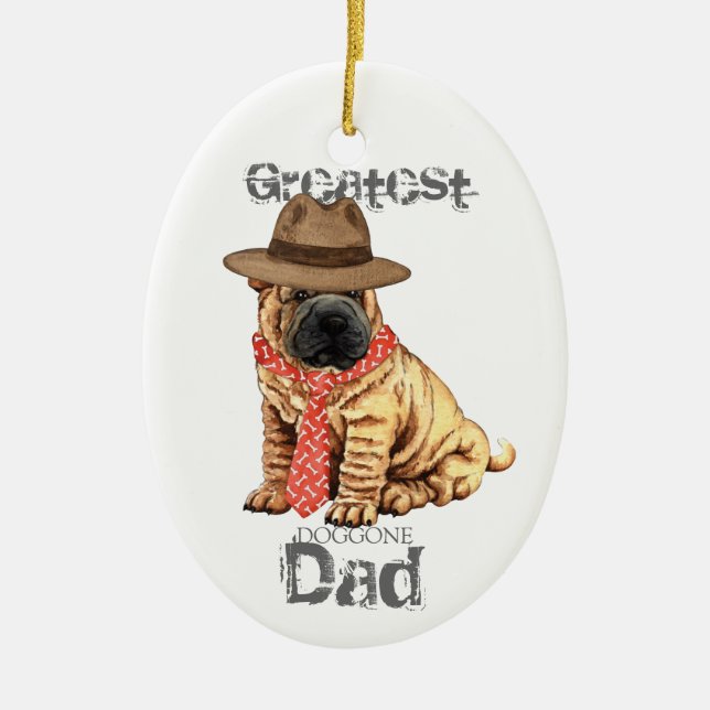 Ornement en céramique Shar-Pei Papa (Devant)