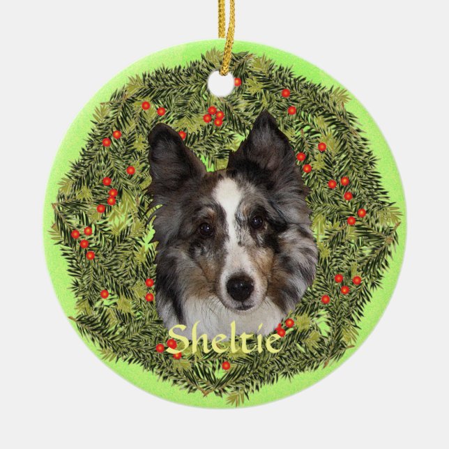 Ornement En Céramique Sheltie Art (Devant)