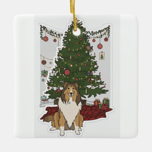 Ornement En Céramique Sheltie by Christmas tree (Devant)