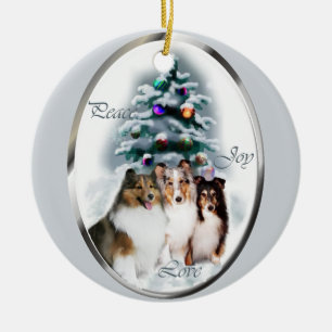 Ornement En Céramique Shetland Sheepdog Cadeaux de Noël