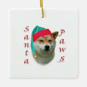 Ornement En Céramique Shiba Inu Père Noël Paws