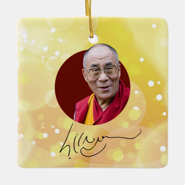 Ornement En Céramique Signature du 14e Dalaï Lama (Devant)