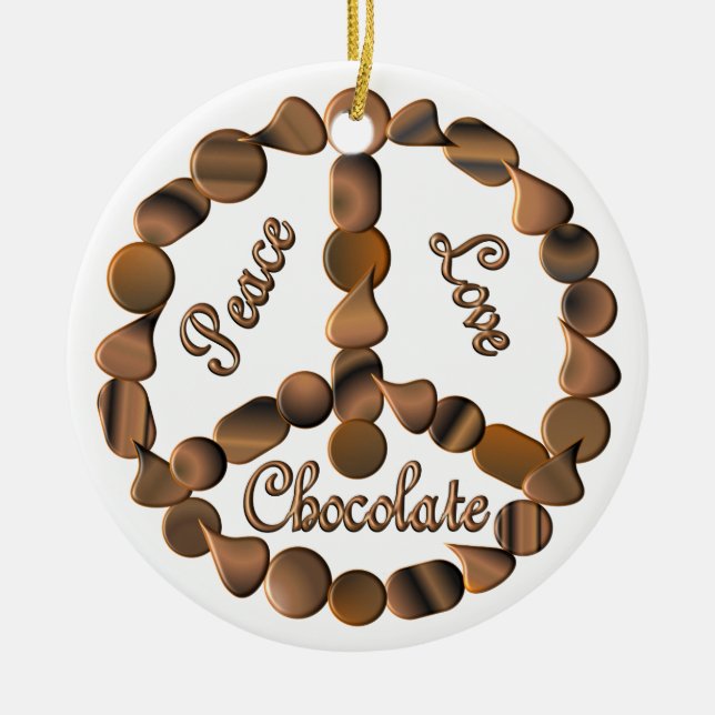 Ornement En Céramique Signe de paix de chocolat (Devant)