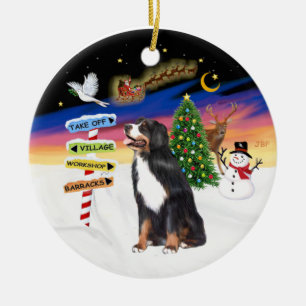 Ornement En Céramique Signes de Noël - Chien de montagne bernois