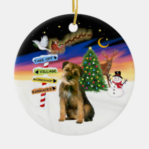 Ornement En Céramique Signes de Noël - Terrier frontalier