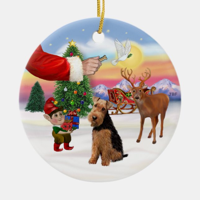 Ornement En Céramique Signes de Noël - Welsh Terrier (Devant)
