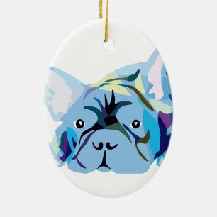 Ornement En Céramique Silhouette de Bouledogue Français