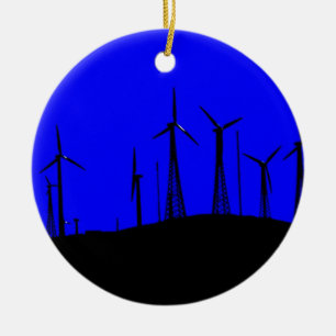 Ornement En Céramique Silhouette de la ferme éolien Tehachapi
