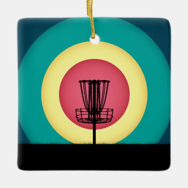 Ornement En Céramique Silhouette du panier de golf de disque (Devant)