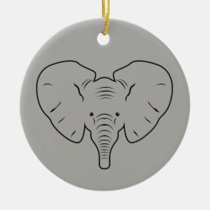 Ornement En Céramique Silhouette du visage de l'éléphant