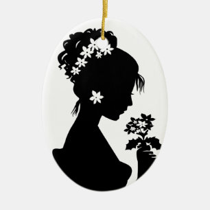 Ornement En Céramique Silhouette victorienne de camée