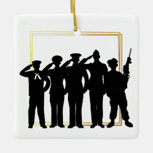 Ornement En Céramique Silhouettes de Noël de la Fête des Forces Armées