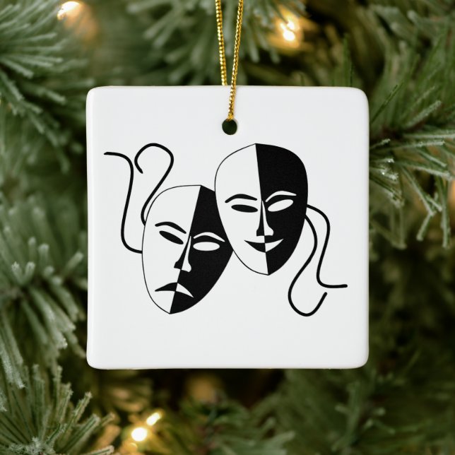 Ornement En Céramique Simple Drame Comedy Masques Agir (Arbre)