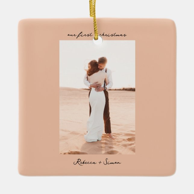 Ornement En Céramique Simple Minimalist Script Photo (Devant)