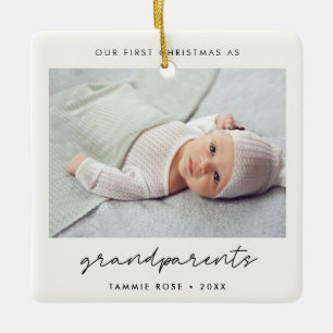 Ornement En Céramique Simple moderne Premier Noël en grands-parents