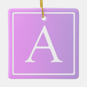 Ornement En Céramique Simple Monogramme Ombré Rose/Violet Subtil