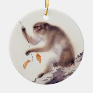 Ornement En Céramique Singe dans un arbre persimmon