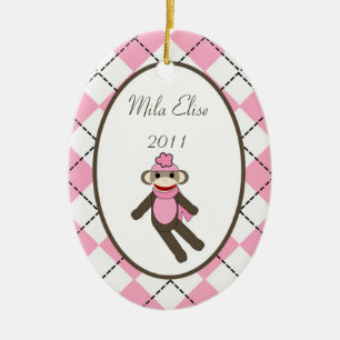 Ornement En Céramique Singe fait sur commande personnalisé de chaussette
