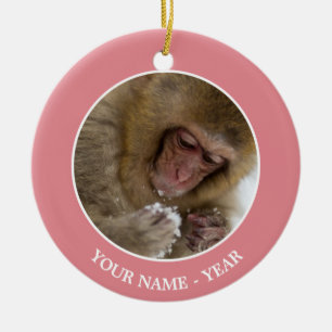 Ornement En Céramique Singe japonais de neige du Macaque   de bébé