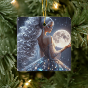 Ornement En Céramique Sirène lune