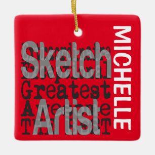 Ornement En Céramique Sketch Artiste Extraordinaire PERSONNALISÉ