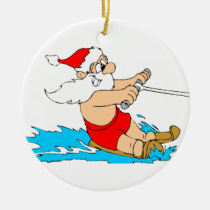 Ornement En Céramique Ski d'eau Père Noël