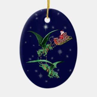 Ornement En Céramique Sleigh de Père Noël avec des dragons