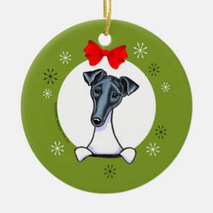 Ornement En Céramique Smooth Fox Terrier Noir Blanc Noël Classique