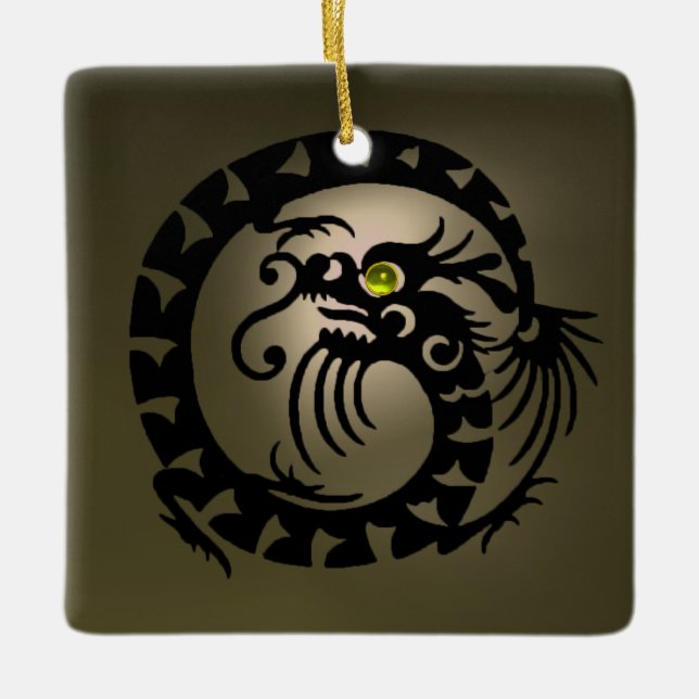 Ornement En Céramique SNAKE DRAGON Agate noir et gris (Devant)