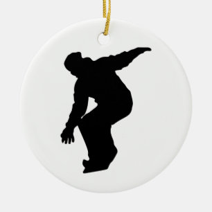 Ornement En Céramique Snowboardeur Silhouette