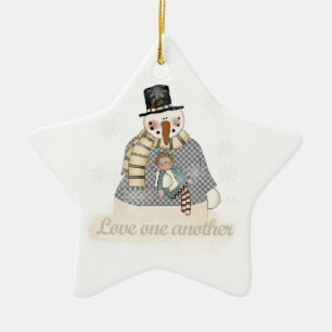 Ornement En Céramique Snowman aime l'un l'autre gardien Ornament