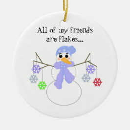Ornement En Céramique Snowman avec Flakey Friends