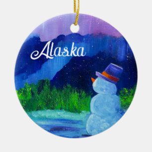 Ornement en céramique Snowman Dreams avec ALASKA